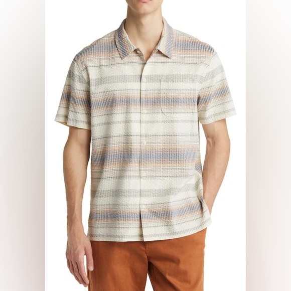 Other - TREASURE & BOND STRIPE SEERSUCKER SHORT SLEEVE BUTTON UP SHIRT MEDIUM